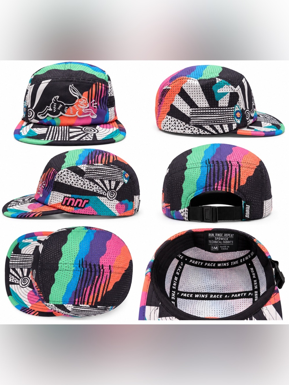 RNNR Party Pace Pacer Running Hat S/M Unisex Colorful SPDWick Rabbit Cap